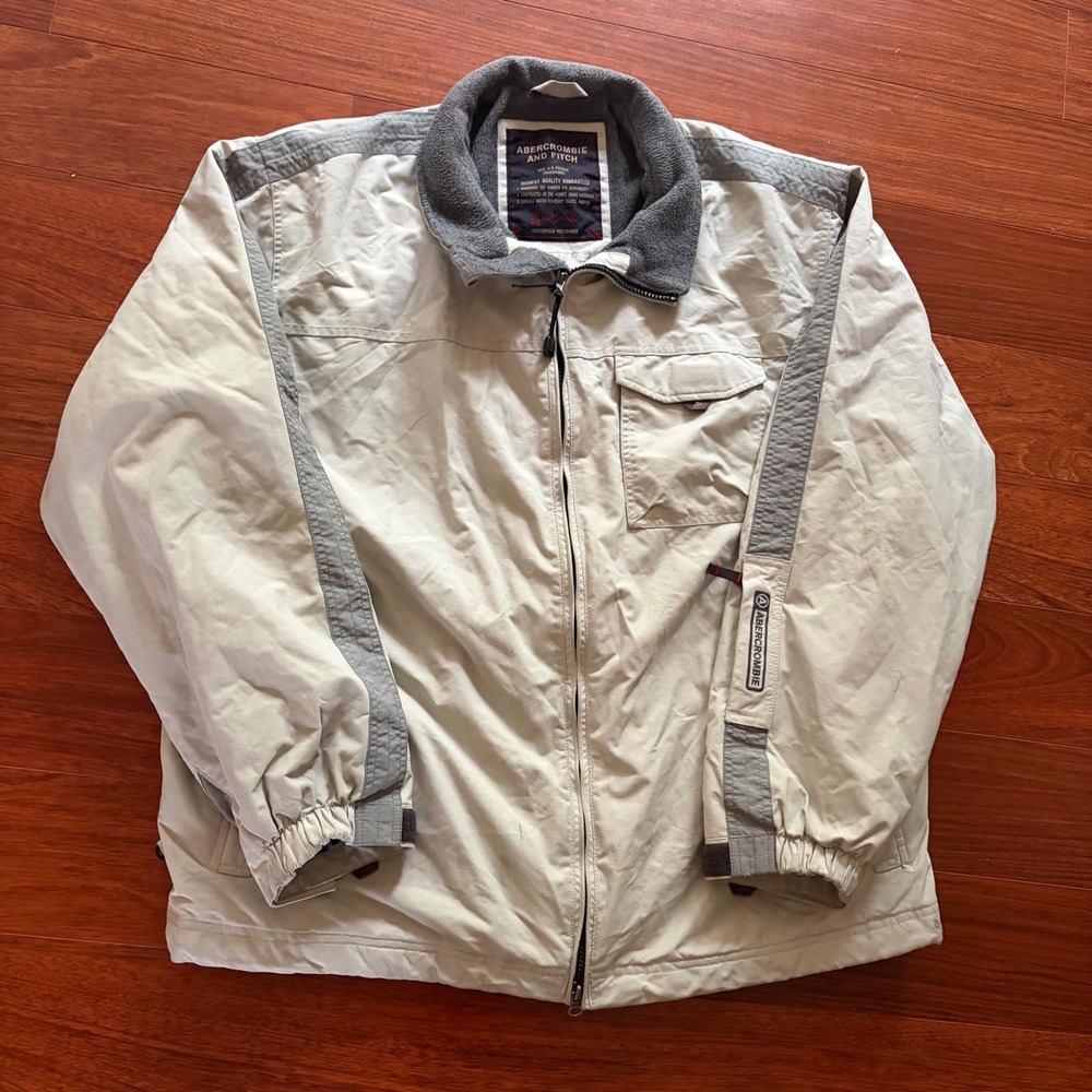 Vintage Abercrombie & Fitch Y2K Weatherproof Fleece Lined Military Jacket Beige